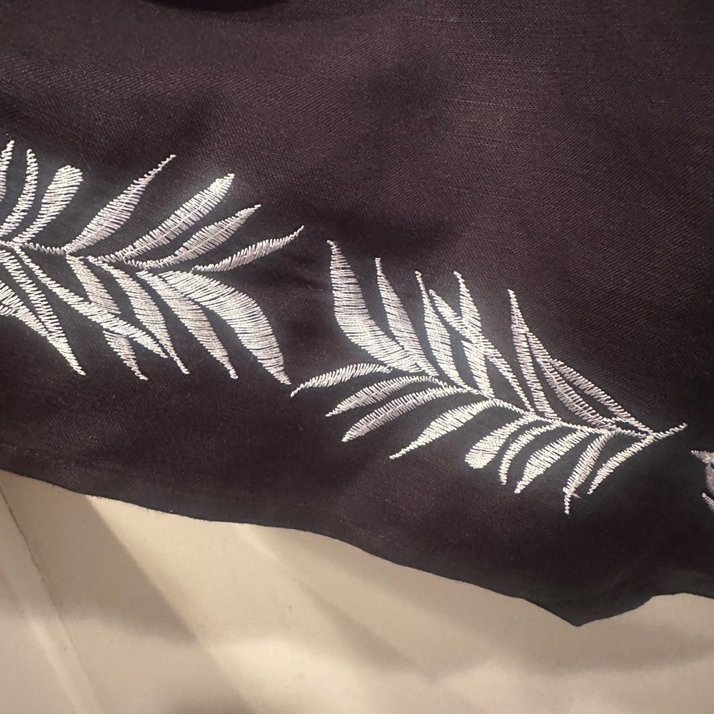 Linen Embroidered Tunic Tropical Beach Linen Lightweight Resortwear Sz L - Picture 5 of 8